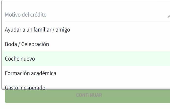 Motivo del préstamo