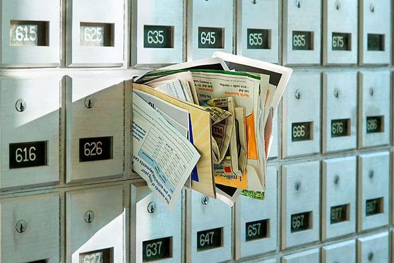 mail stuffed in box