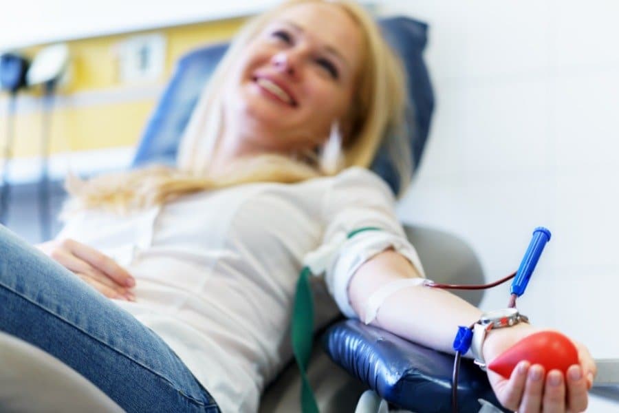 woman donating