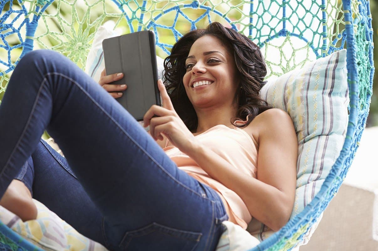 woman on tablet