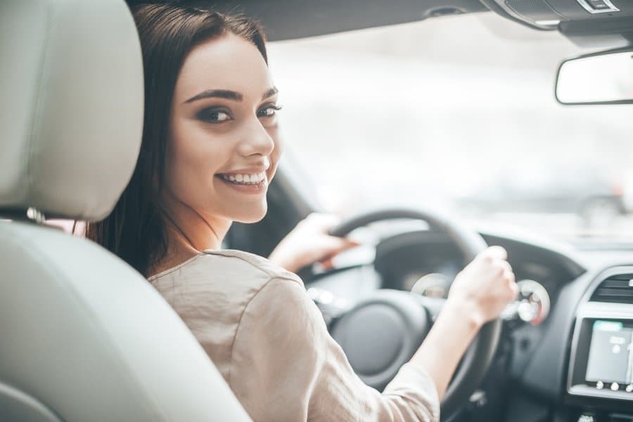 woman in car