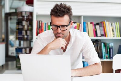 man working on laptop